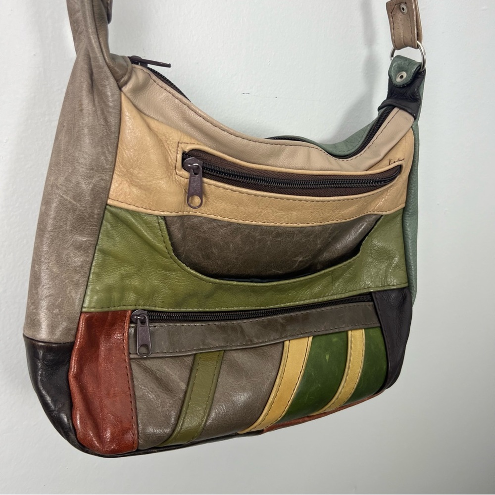 Leather Multicolor Patchwork Leather Crossbody Bag - image 3